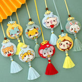 Chinese Zodiac Keychain DIY Embroidery Pendant Talisman