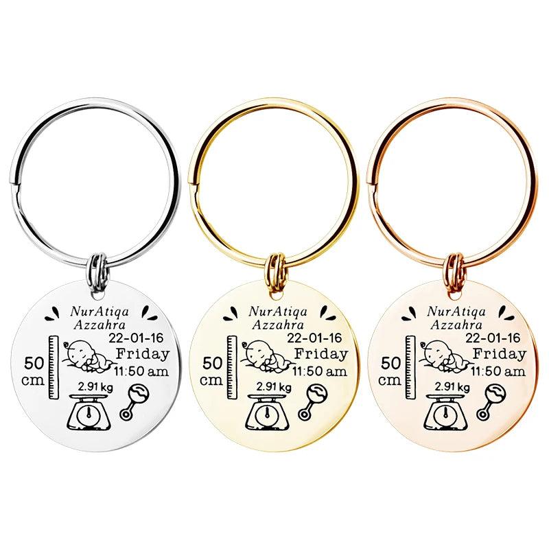 Baby Keychain Personalized Name Date Of Birth Weight Time Height D0103