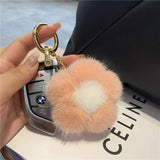 Real Mink Fur Flower Keychain High Fur Key Ring Pendant