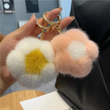 Real Mink Fur Flower Keychain High Fur Key Ring Pendant