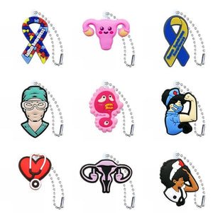 20PCS PVC Keychain Medical Series Heart Nurse Pill Keyring Key Chain Accessories