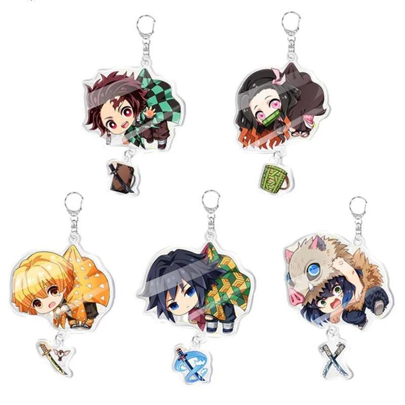 5PCS Demon Slayer Keychain Tanjirou Nezuko Giyuu Acrylic A