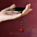 Jade Cinnabar Keychain Lanyard Bag Charm Gift Car Accessories