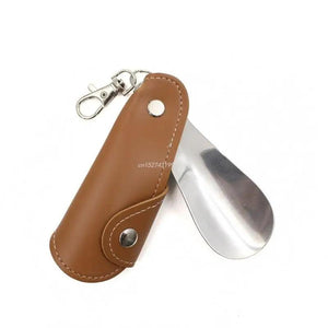 Metal Leather Shoehorn Portable Unisex Shoe Lifter Hanging Deduction