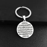 Islamic Calligraphy AYATUL KURSI ALLAH Keychain MUSLIM Stainless Steel Jewelry