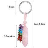 Hexagonal Crystal Wand Keychain Metal Keyring Gemstone Car Key Lanyard