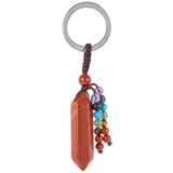 Hexagonal Crystal Wand Keychain Metal Keyring Gemstone Car Key Lanyard
