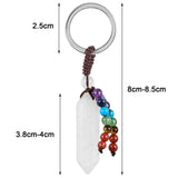 Hexagonal Crystal Wand Keychain Metal Keyring Gemstone Car Key Lanyard