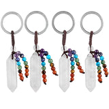 Hexagonal Crystal Wand Keychain Metal Keyring Gemstone Car Key Lanyard
