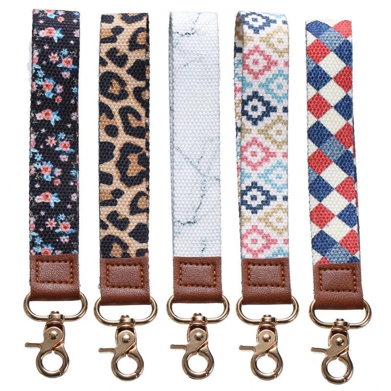 4pcs Mixed Style Cloth Keychain Long Ribbon Lobster Clasp Keyring