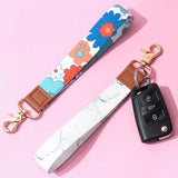 4pcs Mixed Style Cloth Keychain Long Ribbon Lobster Clasp Keyring