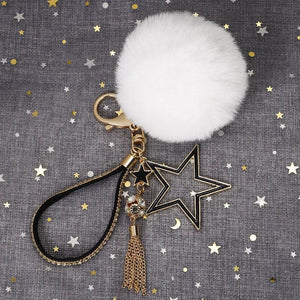 Women Pompom Ball Keychain Wallet Accessories Key Ring Car Pendant