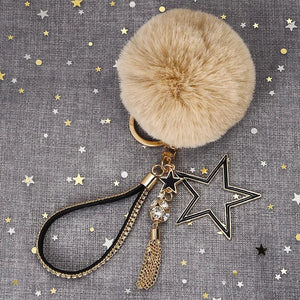Women Pompom Ball Keychain Wallet Accessories Key Ring Car Pendant