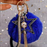 Women Pompom Ball Keychain Wallet Accessories Key Ring Car Pendant