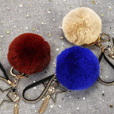 Women Pompom Ball Keychain Wallet Accessories Key Ring Car Pendant