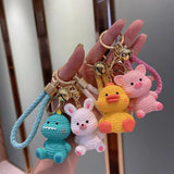 Resin Chubby Cartoon Animal Keychain - Rabbit Dinosaur Chick Bunny Pig
