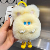 Rex Rabbit Hair Plush Keychain Bag Car Key Pompon Pendant Accessories