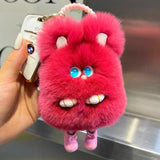 Rex Rabbit Hair Plush Keychain Bag Car Key Pompon Pendant Accessories