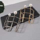 Hollowed Mesh Shape Bangle Big Pearl Bracelet for Women