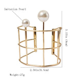 Hollowed Mesh Shape Bangle Big Pearl Bracelet for Women