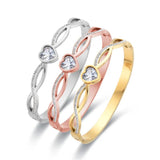 Zircon Heart Bangle & Bracelet Stainless Steel Wedding Bangles