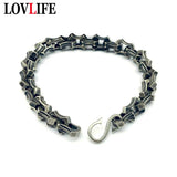 Punk Brass S Hook Chain Linked Geometric Bracelets Vintage Cuff Jewelry