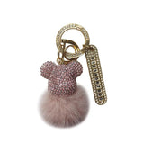 Craft Bear Keychain Mink Hair Rhinestones Lady Charm Bag Car