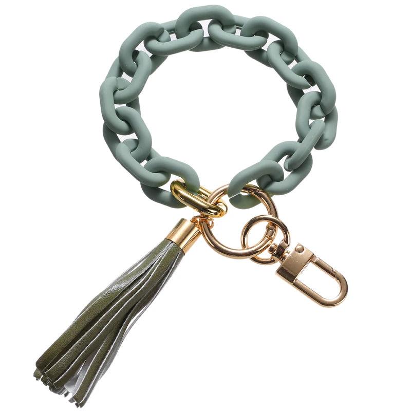 Acrylic Link Chain Keychain with Tassel Pendant