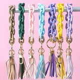 Acrylic Link Chain Keychain with Tassel Pendant
