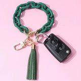 Acrylic Link Chain Keychain with Tassel Pendant