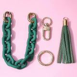 Acrylic Link Chain Keychain with Tassel Pendant