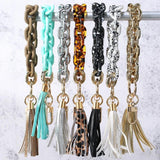 Acrylic Link Chain Keychain with Tassel Pendant