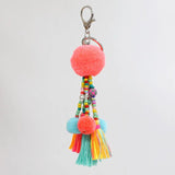 Boho Beads Tassel Keychain Pompom Car Key Chain Women Bag Accessories