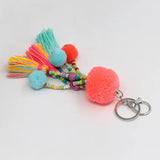 Boho Beads Tassel Keychain Pompom Car Key Chain Women Bag Accessories