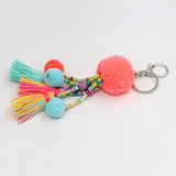 Boho Beads Tassel Keychain Pompom Car Key Chain Women Bag Accessories