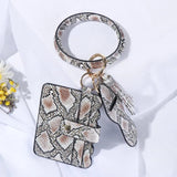 Leopard Snake Card Bag with Tassel Bracelet Keychain