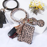 Leopard Snake Card Bag with Tassel Bracelet Keychain