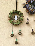 Triple Moon Goddess Charm Bells/ Green Witches Bells