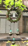 Triple Moon Goddess Charm Bells/ Green Witches Bells