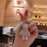 Crystals Bear Keychain Animal Doll Pendant Key Chains Car Key Holder Bag Keyring