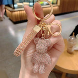 Crystals Bear Keychain Animal Doll Pendant Key Chains Car Key Holder Bag Keyring