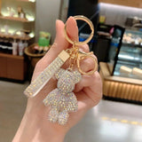 Crystals Bear Keychain Animal Doll Pendant Key Chains Car Key Holder Bag Keyring