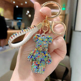 Crystals Bear Keychain Animal Doll Pendant Key Chains Car Key Holder Bag Keyring