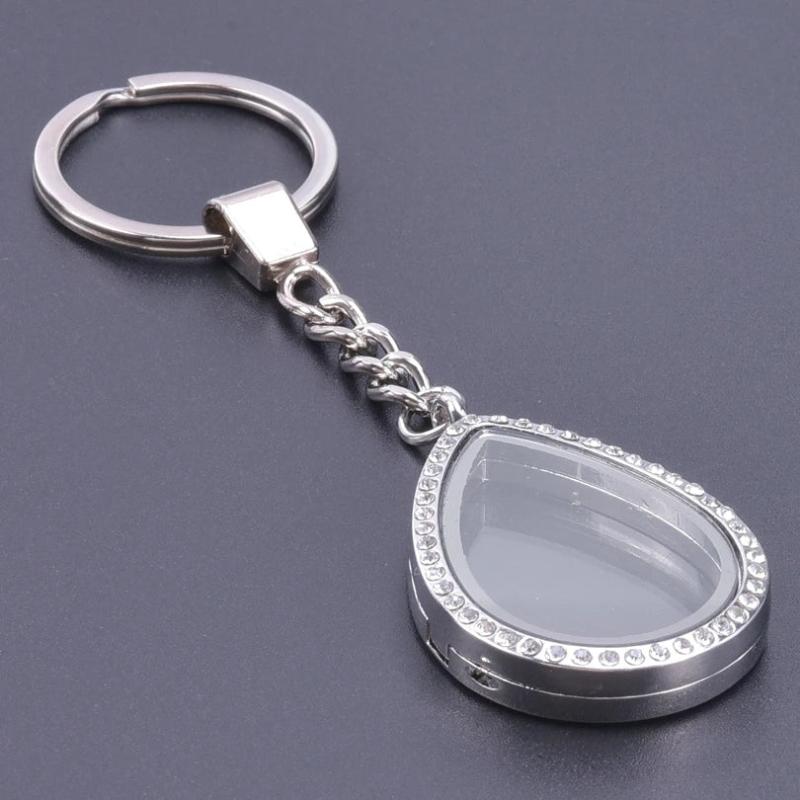 Teardrop Crystal Keychain Glass Floating Charm Water Drop Locket Pendant Gift