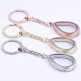 Teardrop Crystal Keychain Glass Floating Charm Water Drop Locket Pendant Gift