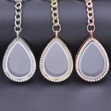 Teardrop Crystal Keychain Glass Floating Charm Water Drop Locket Pendant Gift
