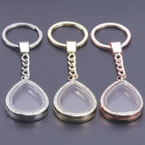 Teardrop Crystal Keychain Glass Floating Charm Water Drop Locket Pendant Gift