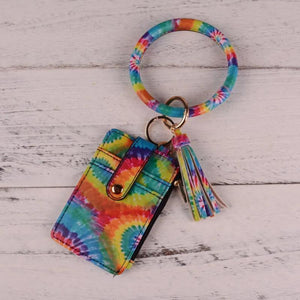 Multiful Keychain Key Ring And Card Wallet PU Leather O Key Ring