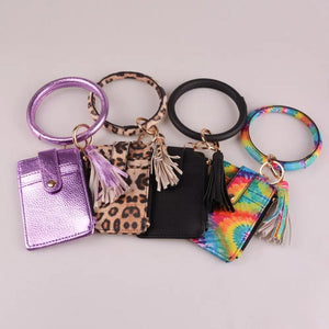 Multiful Keychain Key Ring And Card Wallet PU Leather O Key Ring