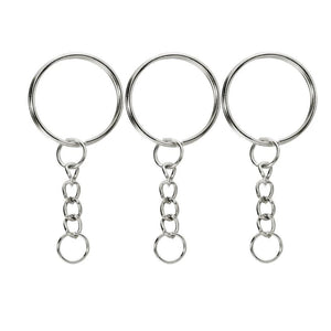 50Pcs Silver Round Split Keyfob Keyrings with Jump Ring for DIY Keychain